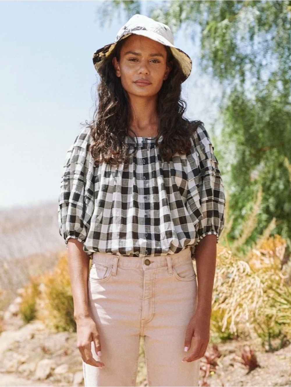 The Great Carriage Top in Black & Cream Gingham